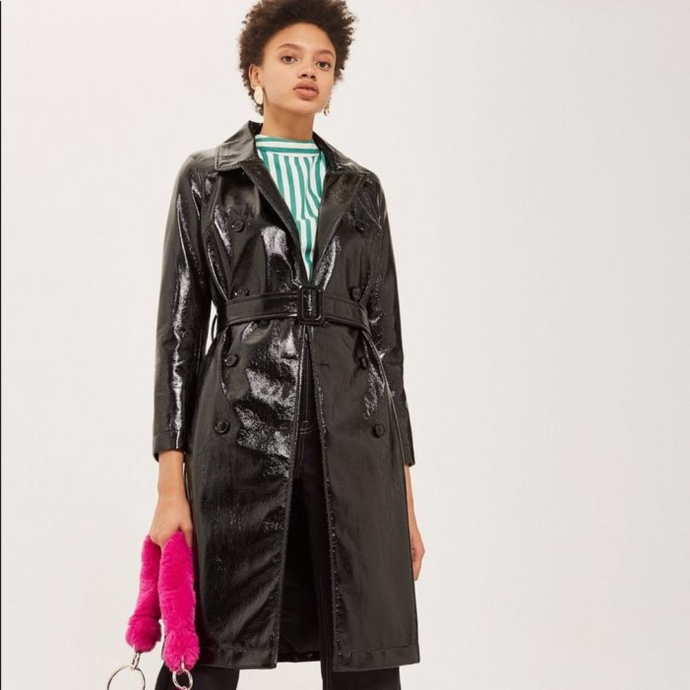 Topshop Vinyl Trench Coat